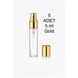 Parvati Taşınabilir Cep Parfüm Şişesi Çantalık Dolabilir Vidalı Mini Boş sprey Cam Şişe 5 ml (5 Adet) GOLD