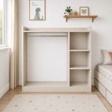 Parvi Liva Montessori Açık Gardırop 120X124 cm Çocuk Odası Raflı Askılı Gardırop - Kumtaşı