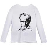 Parypary Mustafa Kemal Atatürk Baskılı Çocuk Uzun Kollu T-Shirt - 8 - 10 Yaş - Beyaz