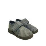 PAS ÇİZGİLİ KADİFE SICAK ASTARLI ÇOCUK PANDUF GRİ - 1006-29