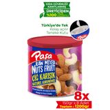 Paşa Çiğ Karışık Kuruyemiş, 8x150gr Teneke Kutu, Badem Fındık Kaju Kuru Üzüm ve Turna Yemişi, Toplam 1200gr
