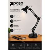 PAŞA ELEKTRİK NOAS KÖLN AKROBAT MASA LAMBASI E27 DUY SİYAH