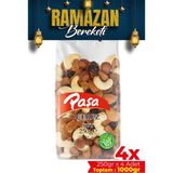 Paşa Kuruyemiş Çiğ Karışık Kuruyemiş 1kg (250 gr x 4 Ad.), Naturel Tuzsuz Karışık Kuruyemiş - 1 kg