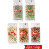 Paşa Kuruyemiş Çiğ Karışık Kuruyemiş 5li Avantaj Paketi 1250 Gr, Çiğ Fındık, Çiğ Badem, Çiğ Kaju, Iç Kabak, Iç Ay Çekirdeği - 1,25 kg