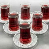 Paşabahçe 12 Kişilik Elysia Çay Bardağı Riva Çay Tabağı Takımı 24 Parça Set