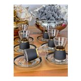 Paşabahçe 12 Parça 6 Kişilik Blackline Gerçek Yaldızlı Çay Seti , Çay Takımı , Hediyelik , Çeyizlik