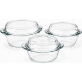 Paşabahçe 159021 Borcam Üçlü Kapaklı Yuvarlak Tencere Set - 3lü set