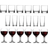 Paşabahçe 18 Parça Istanbul Viski Rakı ve Şarap Bardağı Seti - 00-Siyah - Beyaz