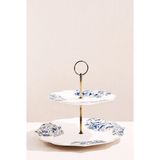 Paşabahçe 2 Katlı Sunum Tabağı Mavi Beyaz 25 cm