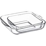 Paşabahçe 2 Li Cam Kare Tepsi Seti 220 x 256 mm ve 282 x 270 mm Şık ve Dayanıklı