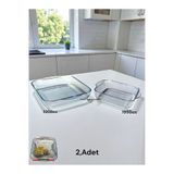 Paşabahçe 2li Borcam Tepsi Set Büyük Küçük Kare Borcam Mikrodalga Fırın Yemek Kek Pişirme Kabı Ikili Bor Cam