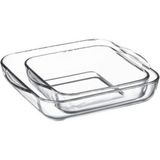 Paşabahçe 2'li Kare Fırın Tepsisi Cam Malzeme ile 10x20 cm Ebatlarında Şeffaf Özellikte