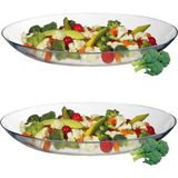 Paşabahçe 2'li Oval Servis Kayık Tabak 25 Cm Cam Malzeme ve Şık Desen ile Mükemmel Sunum