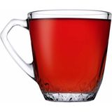 Paşabahçe 55733 Mercan 6'lı Kulplu Çay Fincanı 160 ml Şeffaf Cam Desenli 6 Parçalı Set