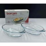 Paşabahçe 590007 Oval Borcam Tepsi 520 cc 22.4x13 cm Şeffaf Cam 2'li Set