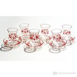 Paşabahçe 6'lı Çay Bardağı Seti(Kırmızı Desenli)