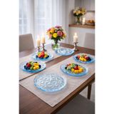 Paşabahçe 6'lı Kristal Desenli Cam Pasta, Kahvaltı Tabağı Tatlı Servis Tabak Seti Şeffaf Şık Sunum 20 cm