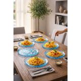 Paşabahçe 6'lı Kristal Desenli Cam Pasta Yemek Kahvaltılık Tabağı Tatlı Servis Tabak Seti Şeffaf Şık Sunum 20 cm