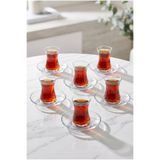 Paşabahçe 6'lı Şeffaf Cam Misis Çay Tabağı Seti 14 cm