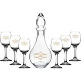 Paşabahçe 97872 Benefşe 7 Parça Etiketli Şişeli Su Bardağı Kadeh Takımı - Şeffaf - 255 ml