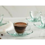 Paşabahçe 98401 Cam 4lü Aware 90CC Asimetrik Penguen Türk Kahvesi Fincan Takımı - Yeşil - 90 ml