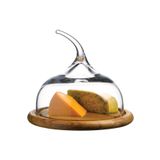 Paşabahçe Ahşap Altlıklı Cam Kapaklı Servis Sunum Tatlı Tabağı, 22x17 Cm