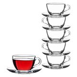 Paşabahçe Basic Fincan Takımı 12 Parça 240 ml Hacimli Şeffaf Cam Kulplu 6 Fincan ve Tabak