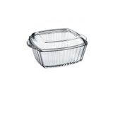 Paşabahçe Borcam Kare Cam Tencere, Kapaklı, 254x210 mm, Beyaz & Gümüş
