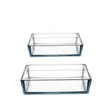 Paşabahçe Borcam Premium Kare Tepsi Seti, 28,7 x 28,7 cm (4100 cc) ve 22,7 x 22,7 cm (2400 cc), Şeffaf, Kutulu