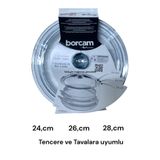 Paşabahçe Borcam Tencere Tava Kapak Cam Tava Tencere Kapağı 24CM 26CM 28CM Çoklu Tencere Cam Kapak