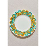 Paşabahçe Bubble Art Porselen Pasta Tabağı, 21,5 x 21,5 cm, Turkuaz-Turuncu