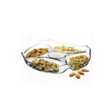 Paşabahçe Cam 5 Bölmeli Servis Sunum Tabağı, 25 cm, Şeffaf