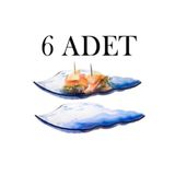 Paşabahçe Cam 6lı Marine Batik Mavi Servis Tabağı Meze Sunum Kabı Kayığı Lokumluk