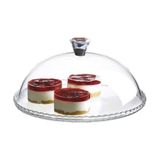 Paşabahçe Cam Kapaklı Cam Kek Fanusu 10 cm Ebatlı Beyaz Desenli 1 lt Hacimli