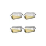Paşabahçe Cam Saklama Kabı, Reçellik, Ballık, Kahvaltılık, 4 Adet Set, Ekru