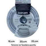 Paşabahçe Cam Tencere Tava Kapağı Borcam Tava Tencere Uyumlu Cam Kapak 18CM 20CM 22CM Uyumlu Borcam Kapak