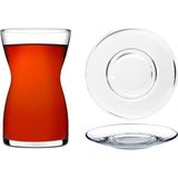 Paşabahçe Çay Takımı (6 Bardak + 6 Tabak) - Şeffaf