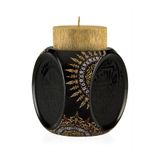 Paşabahçe Çelebi Mumluk, Siyah, Altın Detaylı, 12.5 x 18.5 cm