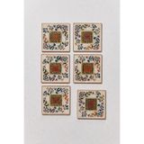 Paşabahçe Çiçek Kare Bardak Altlığı 6'lı Set, Gold