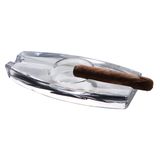 Pasabahce Crystal Glass Ağır Puro Küllük, 2 Puro Dayanıklı, Dikdörtgen, Büyük, El Yapımı, Avlu, Güverte, Profesyonel Kullanım, Dış Mekan, Ev, Ofis, Otel, Havuz, Restoran (2 Tutuculu Uzun)