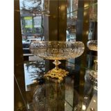 Paşabahçe Elta Collection Paşabahçe Lotus Kristal 24 Cm Kesme Dekor Gold Ayak Salata Kasesi Cam Sunumluk- Servis Tabağı