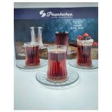 Paşabahçe Elysia 12 Parça Çay Seti Takımı Şeffaf Cam Desenli 6 Kişilik