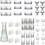 Paşabahçe Elysia 49 Parça Cam Bardak, Sunumluk, Çerezlik, Dondurmalık Desensiz Set - Gümüş