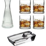 Paşabahçe Elysia 6 Parça Keyf Set - Paşabahçe Viski Bardağı - Karaf Şişe - Puro Küllüğü