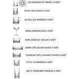 Paşabahçe Elysia 60 Parça Cam Çay Takımı, Bardak, Kase Seti Modern Desen ile Şık Sunum - Beyaz - 0 - 499 ml