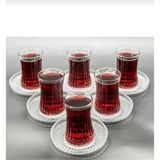 Paşabahçe Elysia Çay Bardağı ve Riva Çay Tabağı Seti 12 Parça - Şeffaf