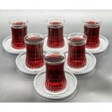 Paşabahçe Elysia Çay Bardağı ve Riva Çay Tabağı Takımı 12 Parça Şeffaf