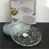 Paşabahçe Estrella 6 Adet Pasta Tabağı Cam Yuvarlak Optik Kesim Desenli