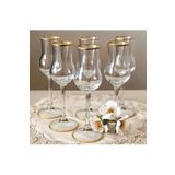 Paşabahçe Grappa Ayaklı Diamond Lüx Yaldızlı 6 Parca 6 Kisilik Ayaklı Su Bardagı