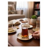 Paşabahçe Heybeli 12 Parça Çay Takımı – Porselen Tabaklı, 6 Kişilik Premium Sunum Seti